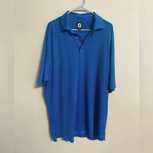 FootJoy Blue-Black Striped Performance Golf Polo Shirt Nevillewood Logo Size XL